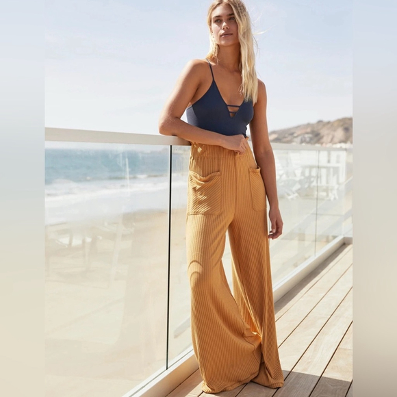 #319 FP MOVEMENT Retail $88 Blissed Out Wide Leg Pants Golden Ochre XS - Picture 2 of 10